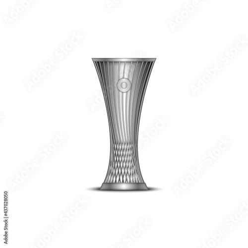 European Conference League cup, football trophy realistic vector metallic 3d model isolated on white background