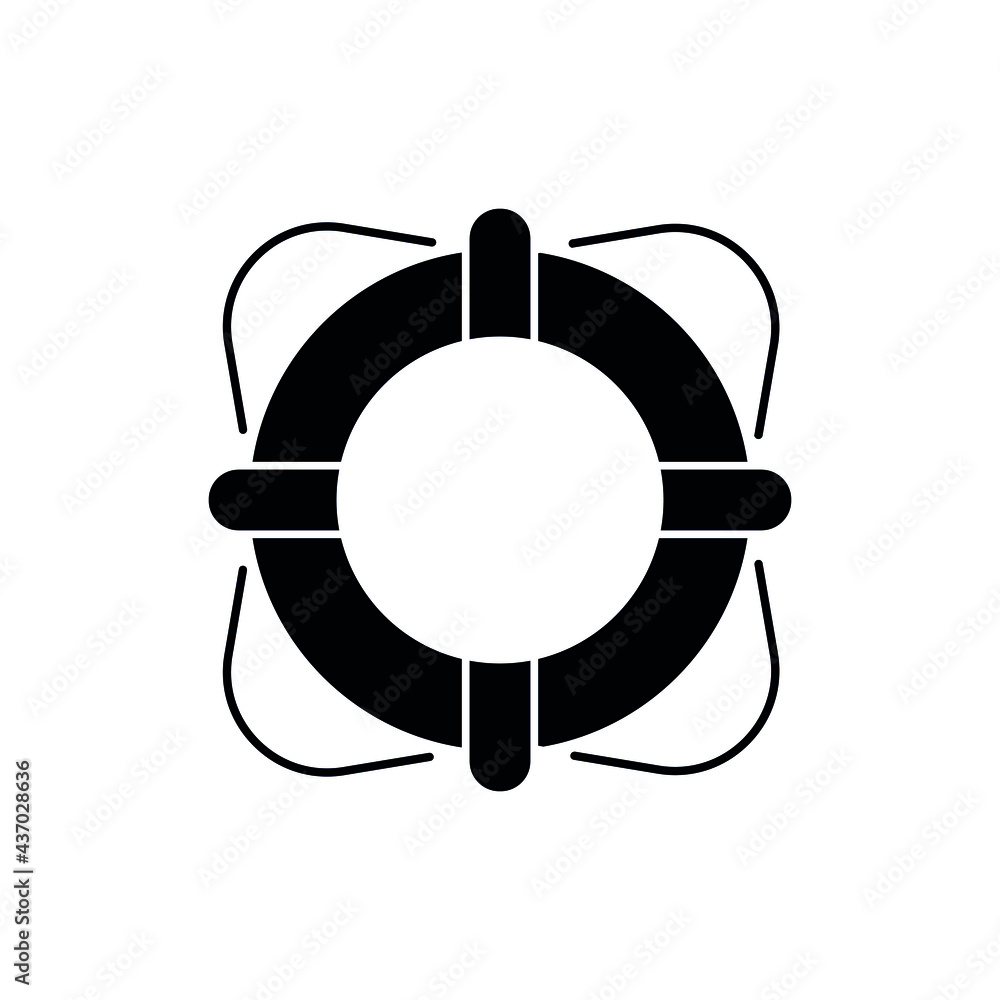 Lifebuoy glyph icon. Summer. Vector isolated black illustration. Lifebuoy glyph icon. Summer. Vector isolated black illustration.
