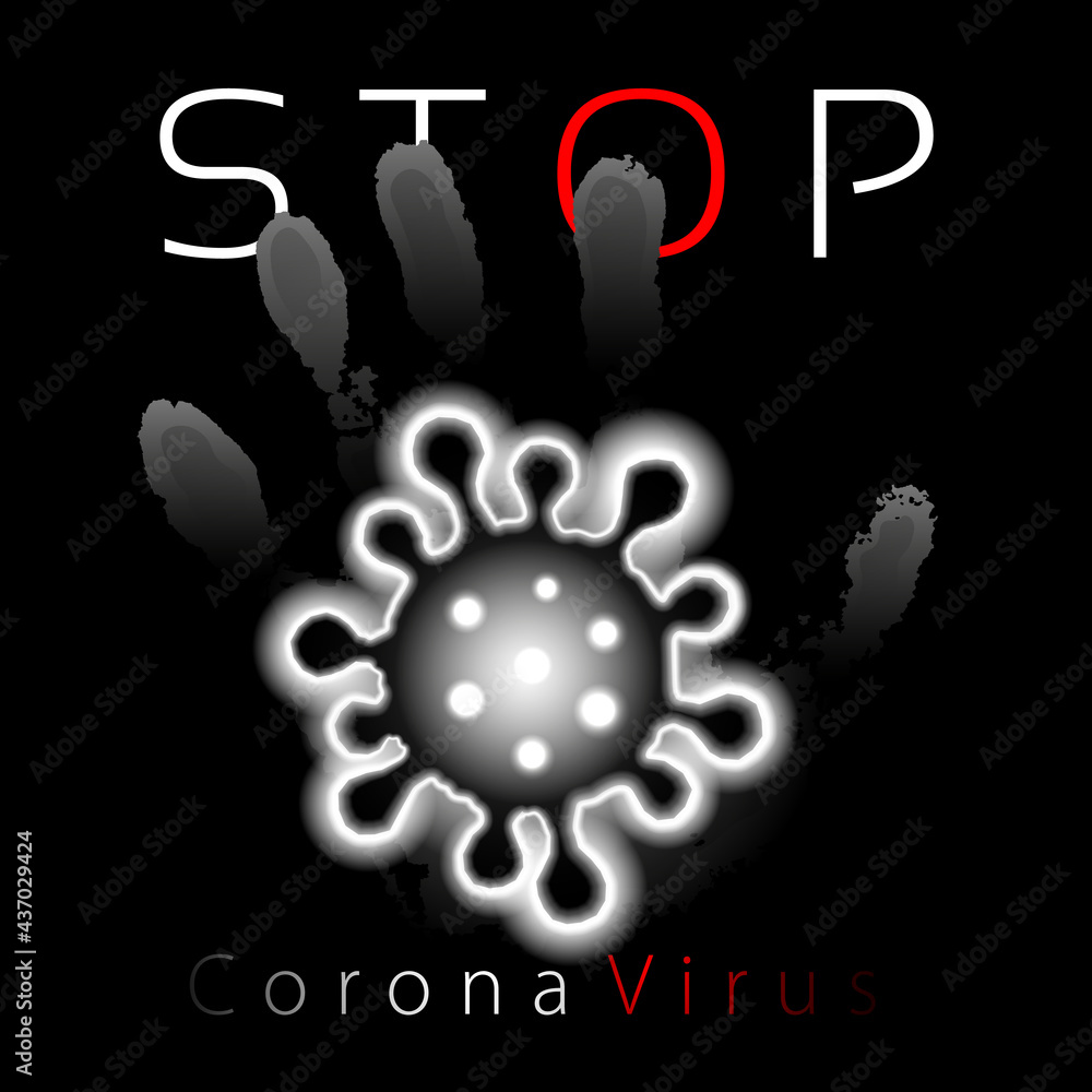 Coronavirus 2019-nCoV. Corona virus 3D icon. Gray hand sign isolated on black background. Pathogen respiratory infection. Design bacteria-cell. Influenza pandemic. Corona-virus. Vector illustration Coronavirus 2019-nCoV. Corona virus 3D icon. Gray hand sign isolated on black background. Pathogen respiratory infection. Design bacteria-cell. Influenza pandemic. Corona-virus. Vector illustration