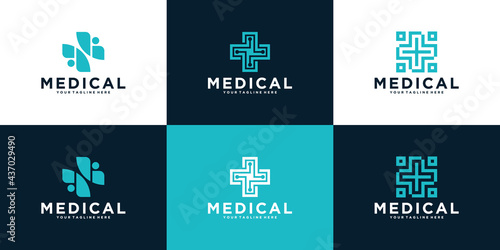 set of abstract cross plus medical design