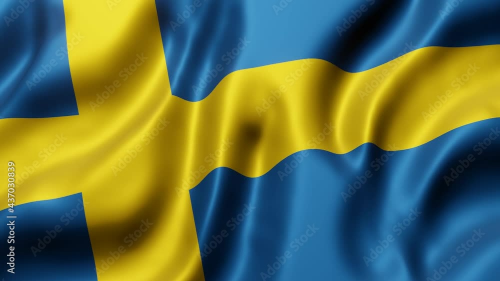 3d rendering of a National Sweden flag waving in a looping motion