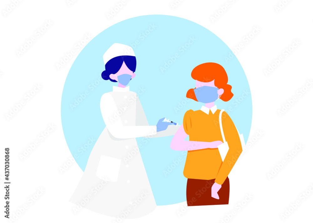 Vaccination, Doctor injecting a patient - Graphic Illustration Vaccination, Doctor injecting a patient - Graphic Illustration