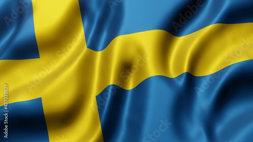 3d rendering of a National Sweden flag waving in a looping motion