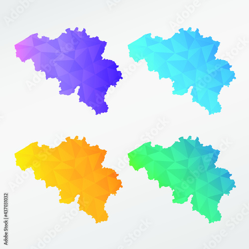 Belgium Low Poly Map Clip Art Design. Geometric Polygon Graphic National Icon. Vector Illustration Symbol.
