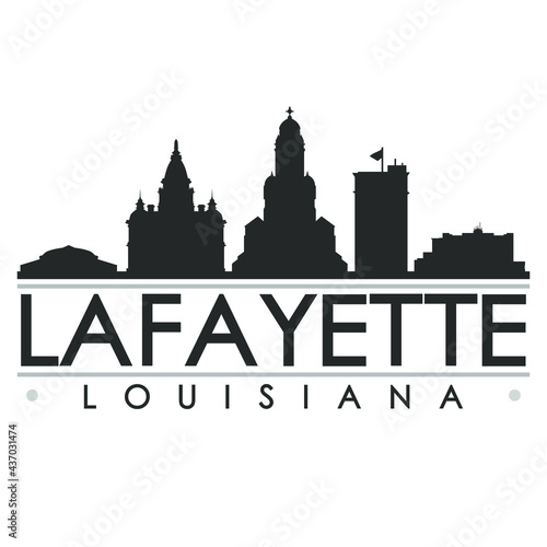 Lafayette  LA  USA Skyline Silhouette Design. Clip Art City Vector Art Famous Buildings Scene Illustration.