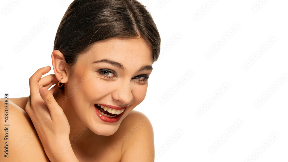 beautiful woman with blue eyes, laughing beautiful woman with blue eyes, laughing