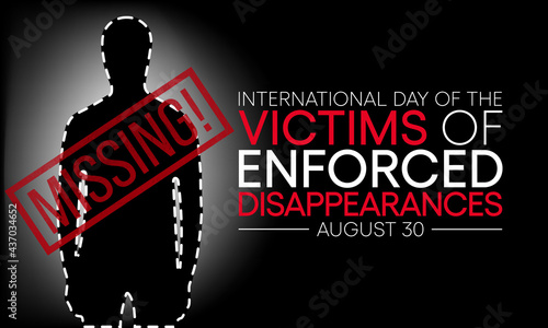 International day of the victims of enforced disappearances observed every year on August 30, to commemorate the victims and their families. Vector illustration