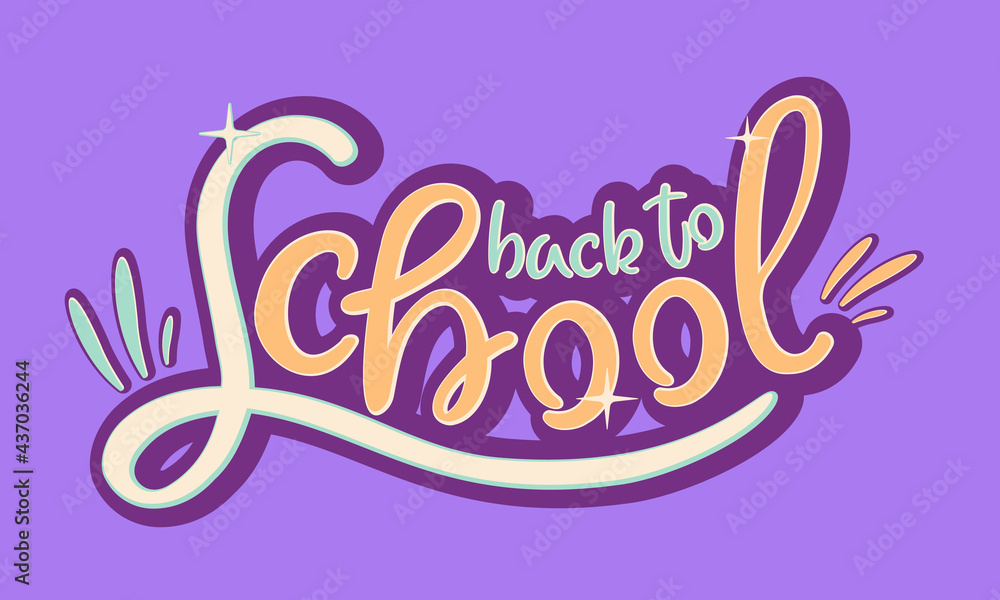 Back to school lettering in cartoon style. Beautiful hand drawn calligraphy.