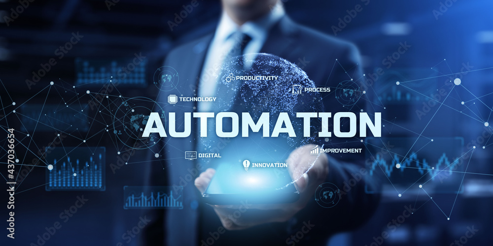Automation - business workflow optimisation. RPA - Robotic process automation. Smart technology concept. Automation - business workflow optimisation. RPA - Robotic process automation. Smart technology concept.