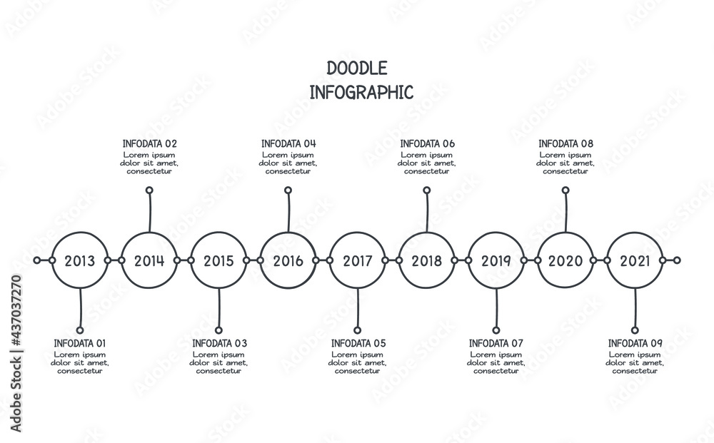 Doodle infographic elements with 9 options. Vector business template for presentation Doodle infographic elements with 9 options. Vector business template for presentation