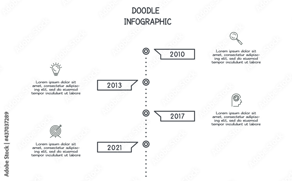 Doodle infographic elements with 4 options. Vector business template for presentation