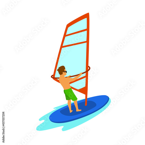 man windsurfing isolated vector graphic