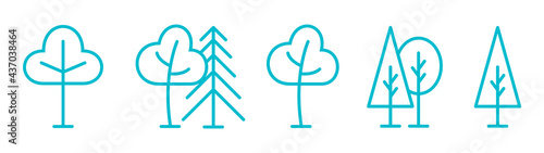 деревья в стиле леса, trees, a set of different trees, vector natural trees