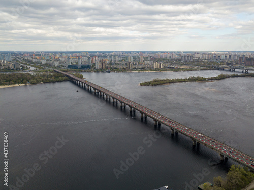 Wallpaper Mural Automobile bridge across the Dnieper river in Kiev. Aerial drone view. Torontodigital.ca