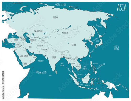 Colorful vector map of Oceania. Cartoon style