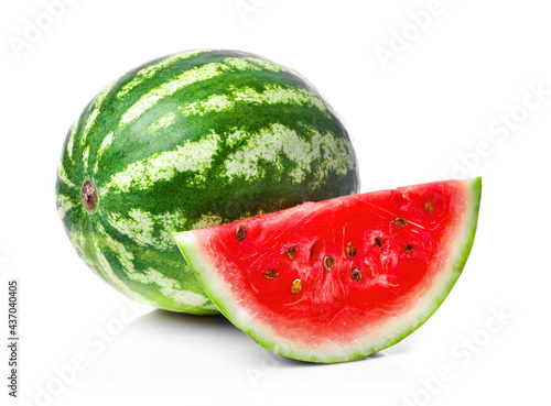 Ripe juicy watermelon isolated on white background.