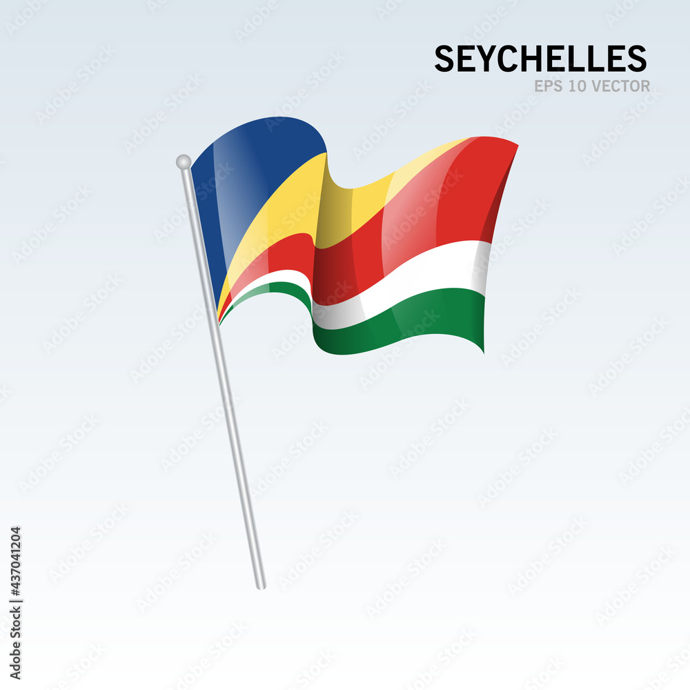 Seychelles waving flag isolated on gray background Seychelles waving flag isolated on gray background
