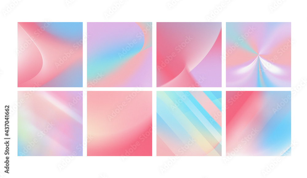 Pastel Gradient social media post Background templates. Pink, blue, purple unicorn Abstract Grainy set