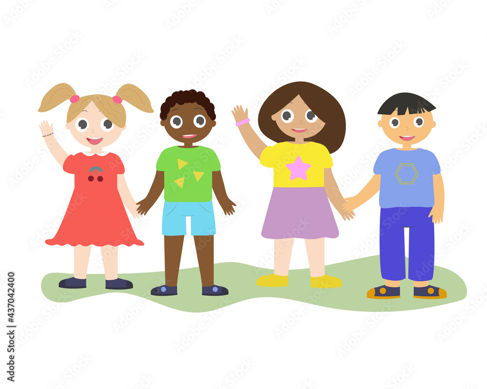 A set of children's characters of different races and nationalities. Vector illustration. A set of children's characters of different races and nationalities. Vector illustration.