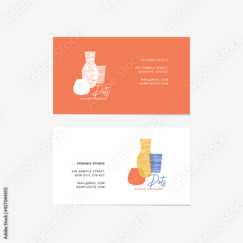 Ceramic studio handmade logo. Business card template. Branding. 