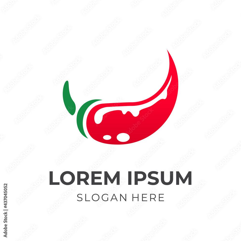 spicy chili logo template with flat red and green color style spicy chili logo template with flat red and green color style