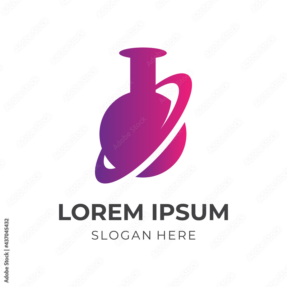 science research logo template with flat pink color style science research logo template with flat pink color style