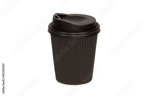 Dark Brown Disposable Paper Coffee Cups isolated on white background.