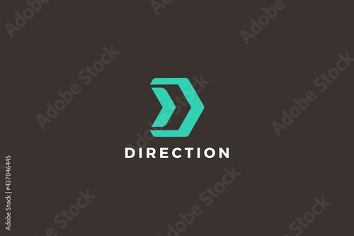 Letter D green color direction logo for company