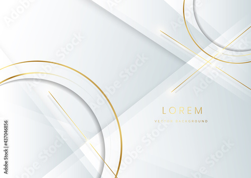 Abstract gold circle lines geometric overlapping on grey background.