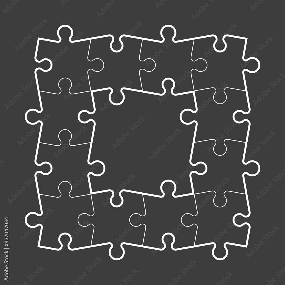 Fototapeta premium A lot of piece flat puzzle pattern presentation. Many step puzzles business background. Simple pattern. Section compare service banner. Puzzle illustration template simple shape. Abstract Background