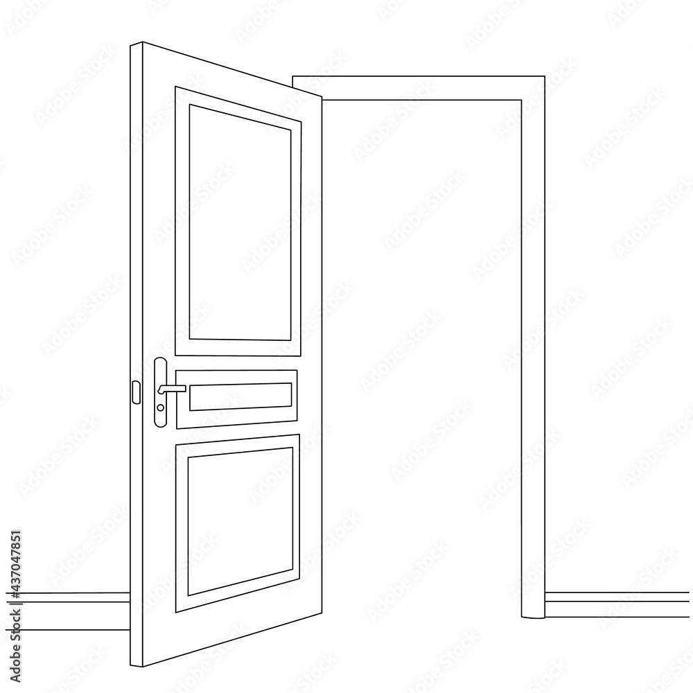 open door drawing isolated, vector open door drawing isolated, vector