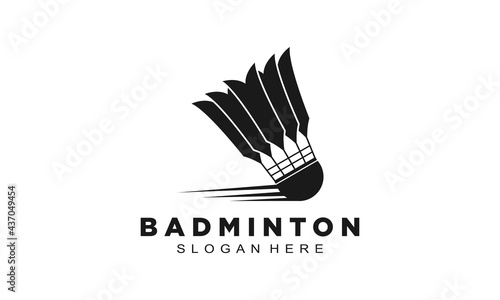 Black badminton shuttle cock logo design vector
