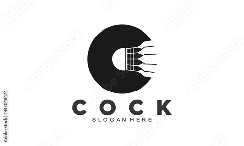 Creative letter c for cock icon logo