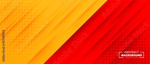 Yellow and red modern abstract background  with scratches and halftone effect.