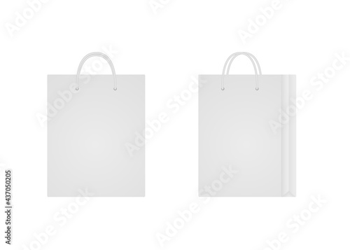 Shopping tote bag mockup with blank copy space. White reusable paperbag. Package for shopping. Vector illustration