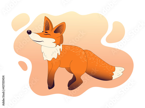 Cute cartoon fox isolated on the background. Vector illustration of red chanterelle 