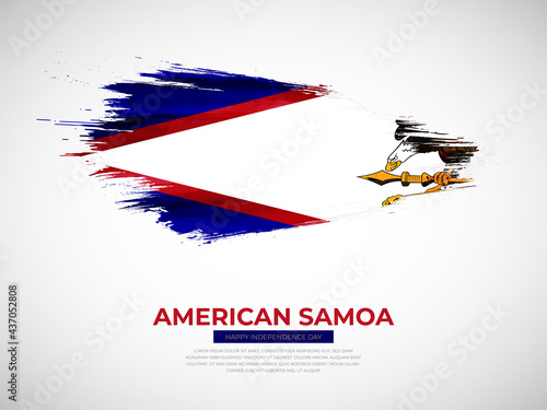 Grunge style brush painted American Samoa country flag illustration with Independence day typography