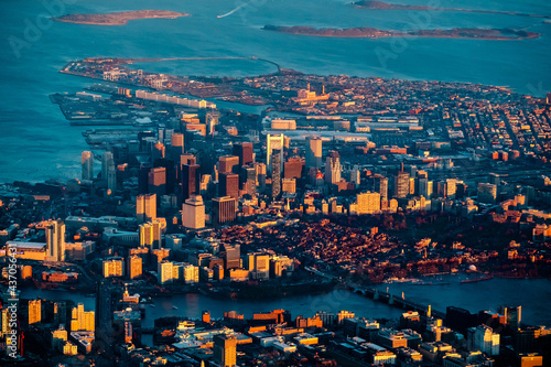 Boston, Massachusetts ,USA - Aerial view of Boston skyline at winter ,Massachusetts, USA