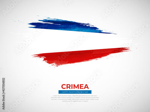 Grunge style brush painted Crimea country flag illustration with Independence day typography