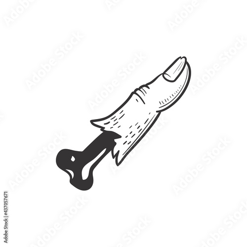 Severed finger. Halloween Design Elements Set. Hand Drawn Cartoon Doodles. Vector illustration. Template social madia post