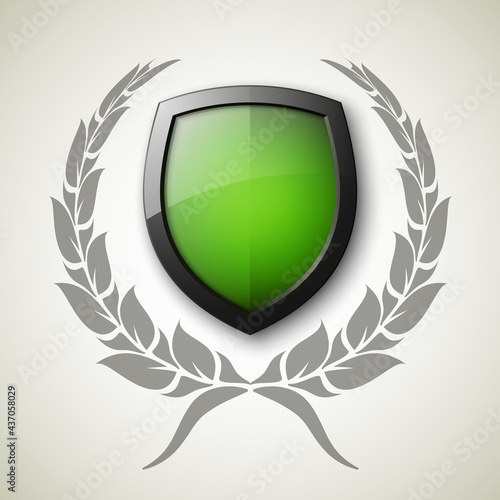 Protected guard shield concept. Safety badge, protection icon. Privacy colorful banner shield. Security label. Defense tag. Presentation shining sticker shield. Defense safeguard sign. badge