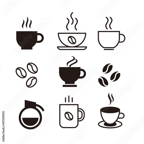 Set of Simple Flat Coffee Icon Illustration Design  Black Silhouette Coffee Symbol Collection Template Vector
