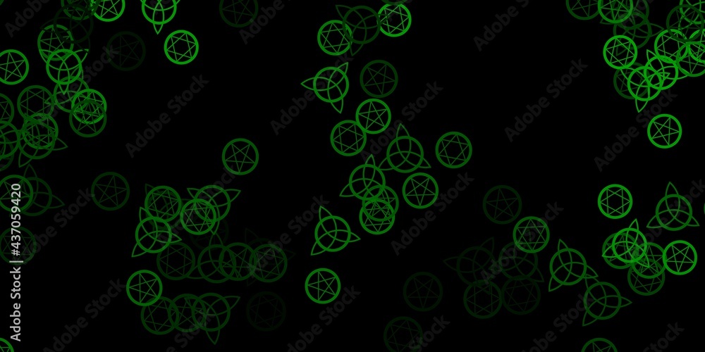 Dark Green vector pattern with magic elements. Dark Green vector pattern with magic elements.