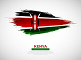 Grunge style brush painted Kenya country flag illustration with Independence day typography