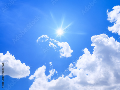 sunny blue sky with bright clouds background