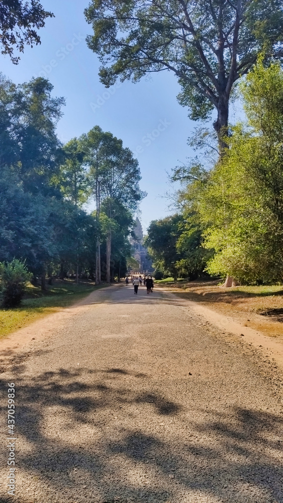 Road to Angkor Wat temple. Khmer temple. Unesco World Heritage Site. Siem Reap Province. Cambodia. South-East Asia