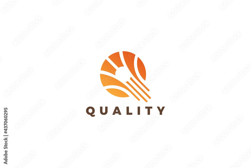 Letter Q orange color simple and minimal business logo     