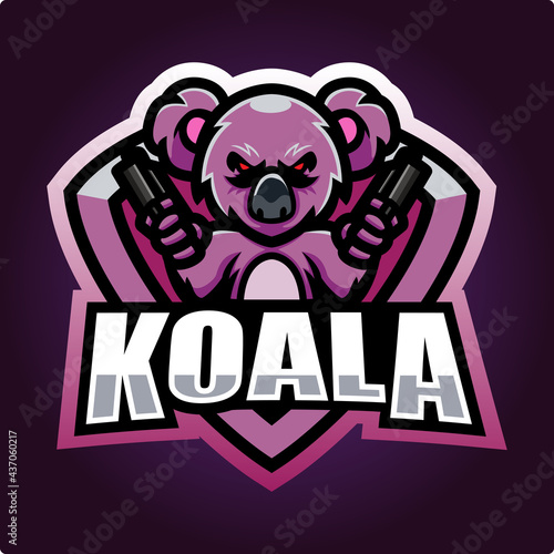 Koala mascot esport logo design	