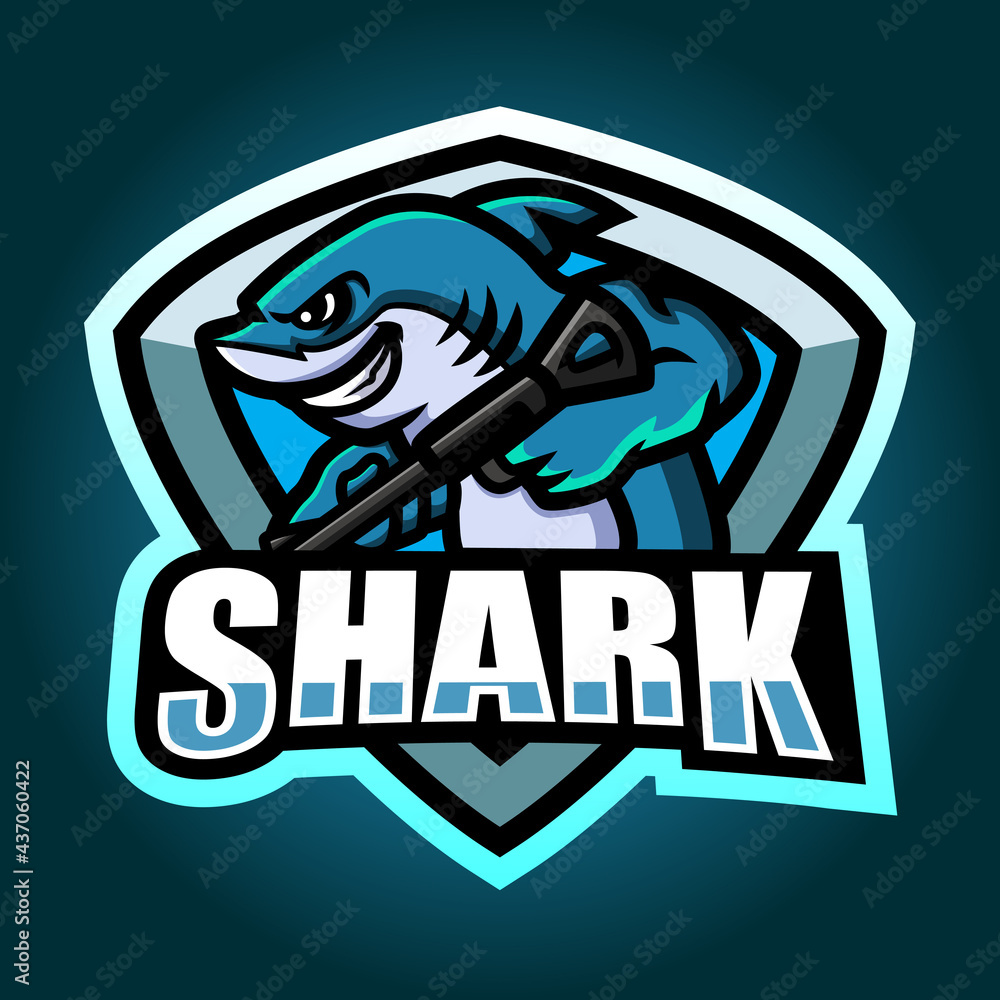 Shark mascot esport logo design Shark mascot esport logo design