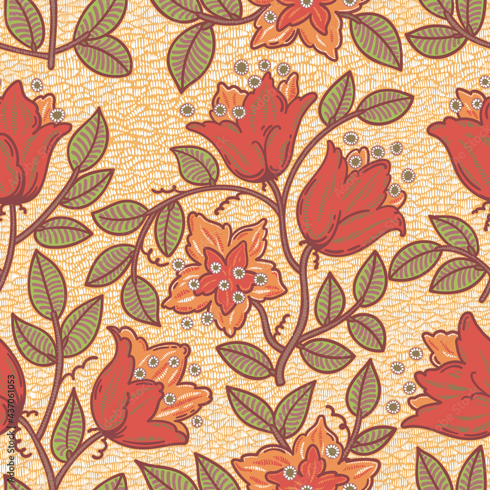 Seamless floral pattern. Vintage summer print for textiles. Vector illustration.